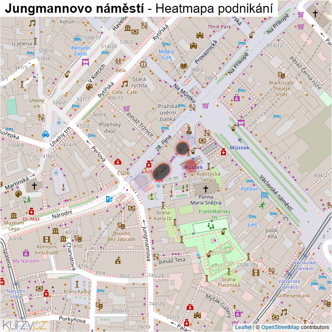 Mapa Jungmannovo náměstí - Firmy v ulici.