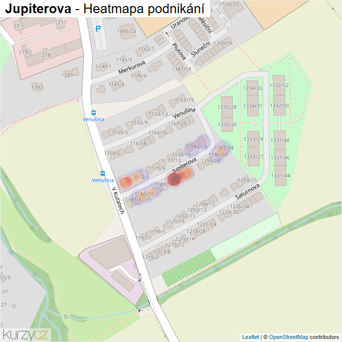 Mapa Jupiterova - Firmy v ulici.