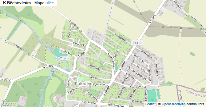 K Běchovicům - mapa ulice