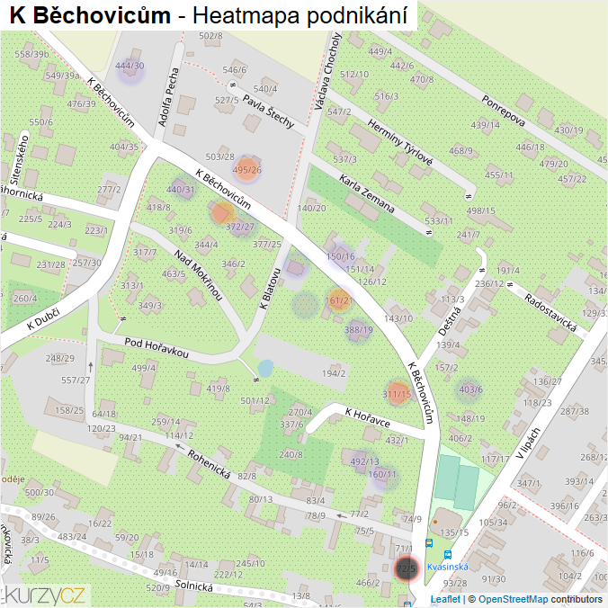Mapa K Běchovicům - Firmy v ulici.