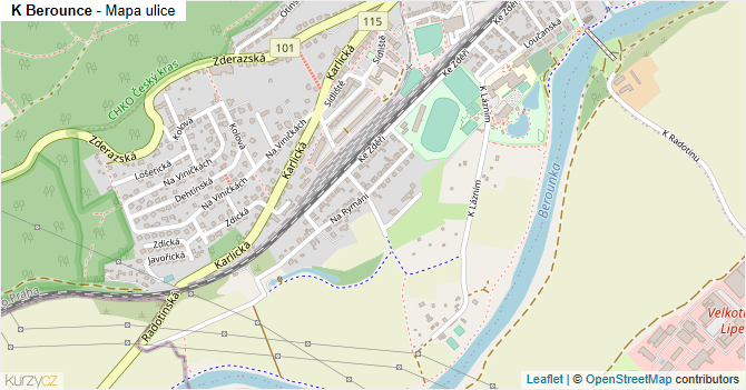 K Berounce - mapa ulice