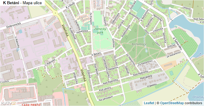 K Betáni - mapa ulice
