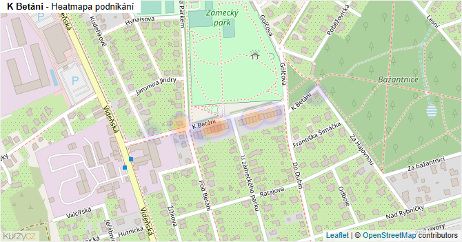 K Betáni - mapa podnikání