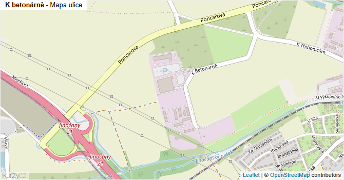 K betonárně - mapa ulice