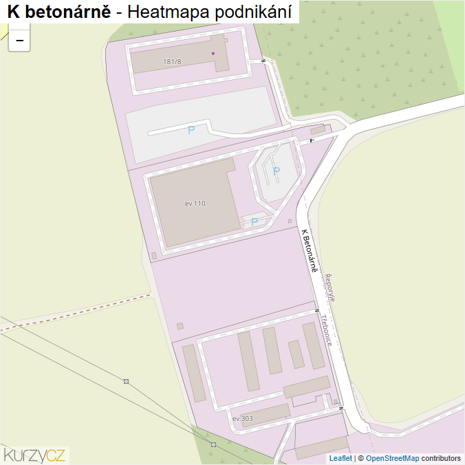 Mapa K betonárně - Firmy v ulici.