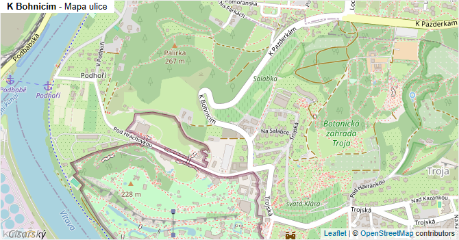 K Bohnicím - mapa ulice