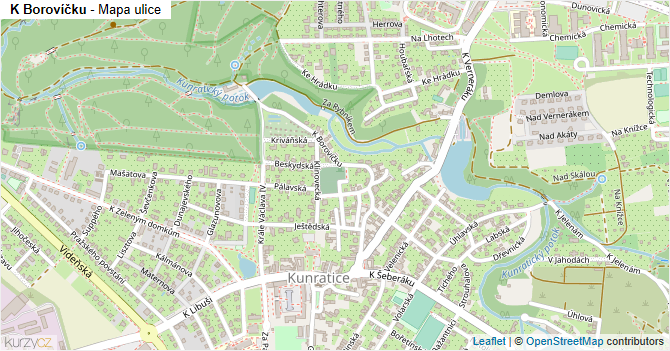 K Borovíčku - mapa ulice