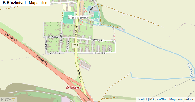 K Březiněvsi - mapa ulice
