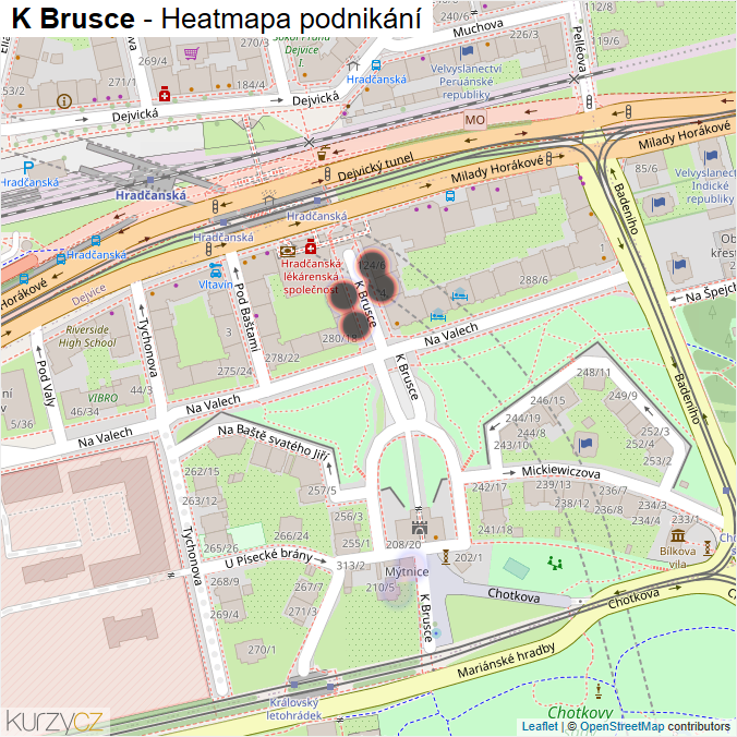 Mapa K Brusce - Firmy v ulici.