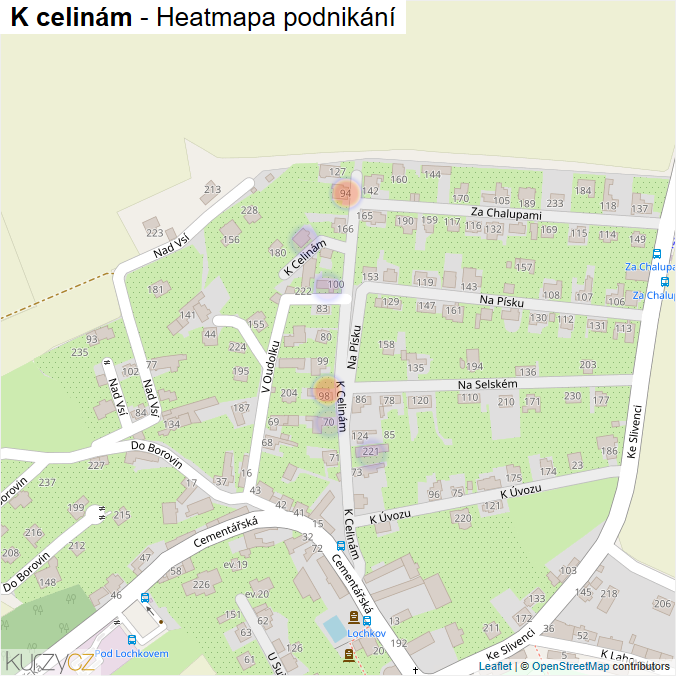 Mapa K celinám - Firmy v ulici.