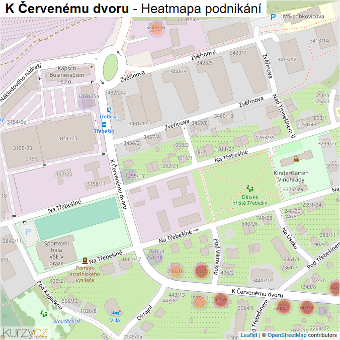 Mapa K Červenému dvoru - Firmy v ulici.