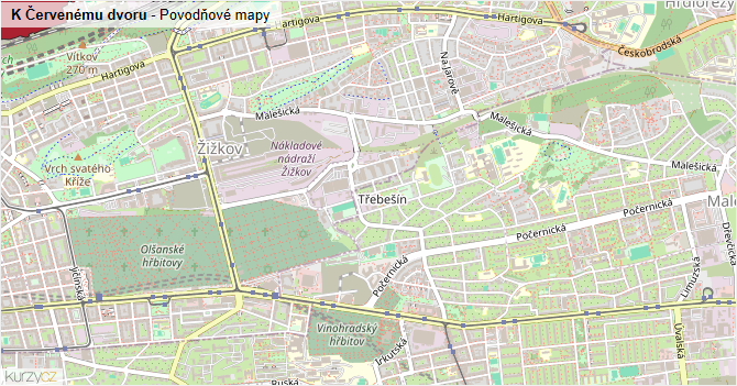 K Červenému dvoru - záplavové mapy stoleté vody