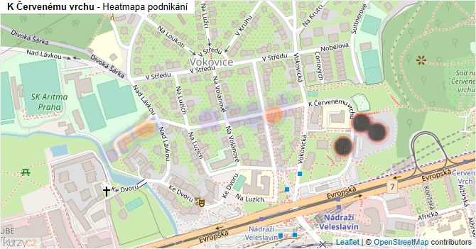 K Červenému vrchu - mapa podnikání