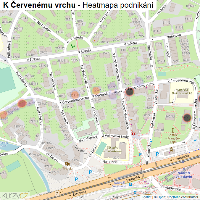 Mapa K Červenému vrchu - Firmy v ulici.