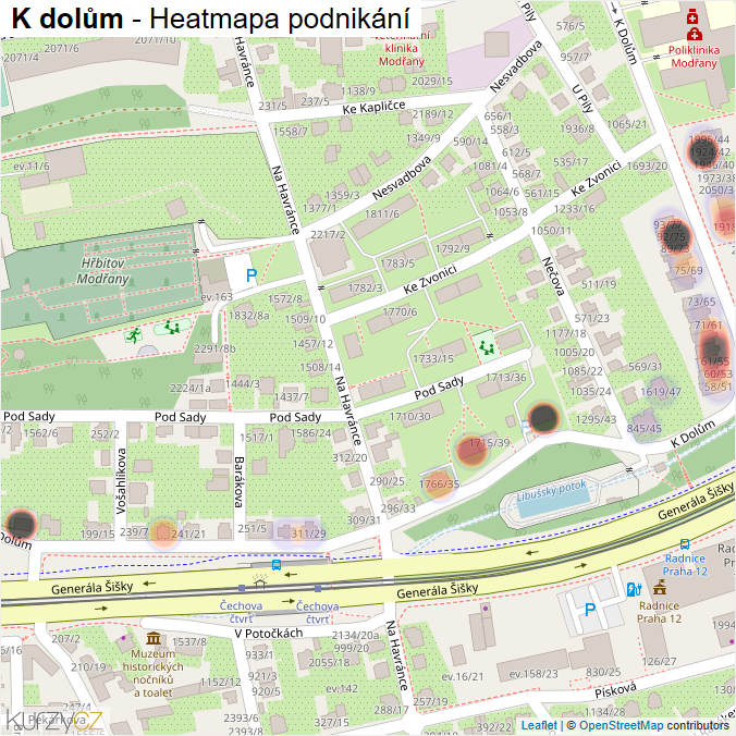 Mapa K dolům - Firmy v ulici.