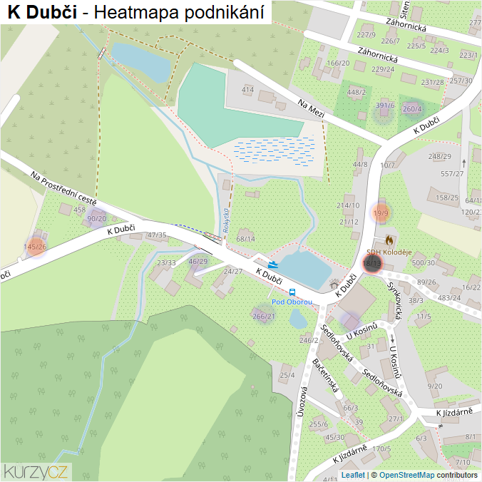 Mapa K Dubči - Firmy v ulici.