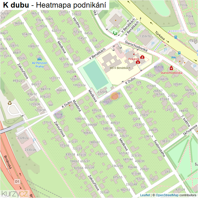 Mapa K dubu - Firmy v ulici.