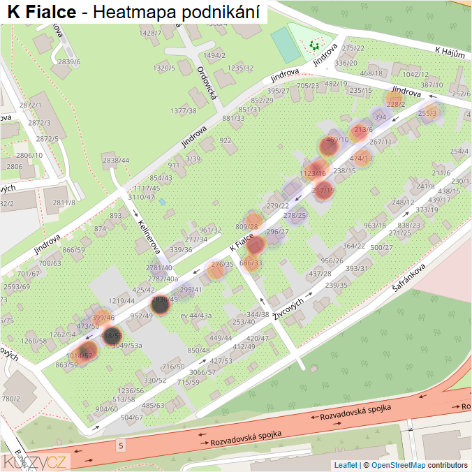 Mapa K Fialce - Firmy v ulici.