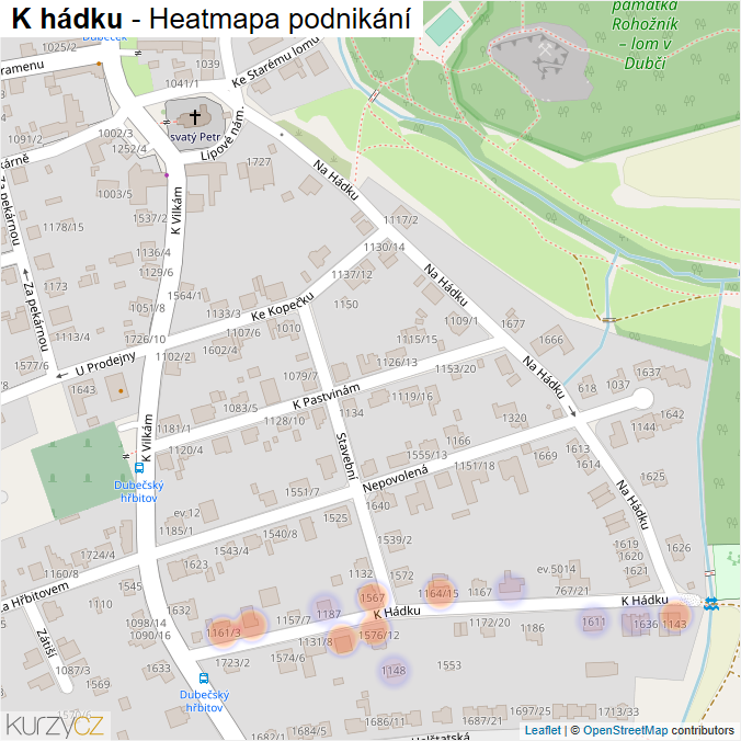 Mapa K hádku - Firmy v ulici.