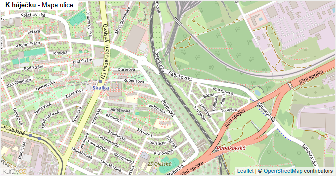 K háječku - mapa ulice