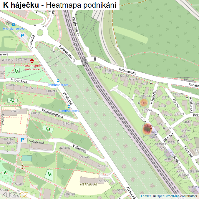 Mapa K háječku - Firmy v ulici.