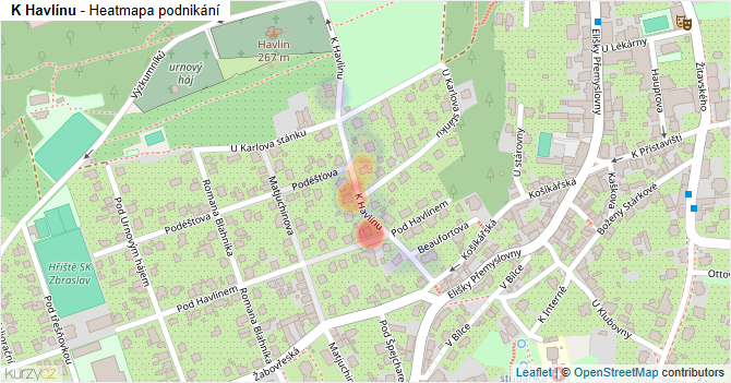 K Havlínu - mapa podnikání