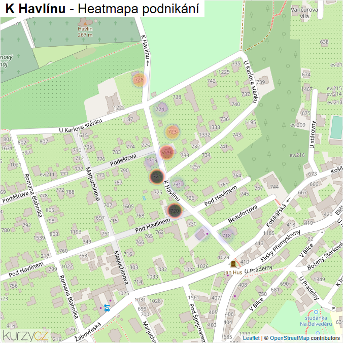 Mapa K Havlínu - Firmy v ulici.