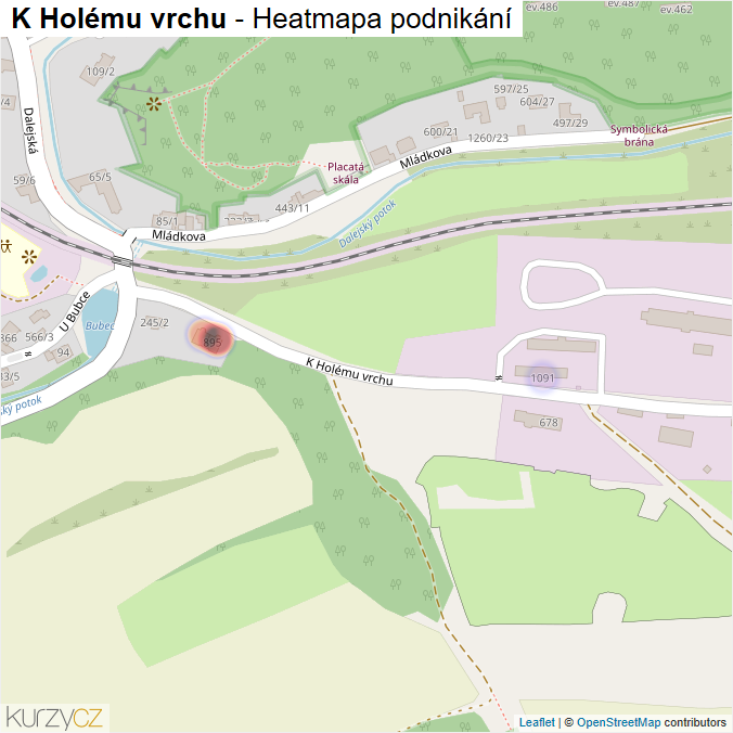 Mapa K Holému vrchu - Firmy v ulici.