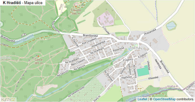 K Hradišti - mapa ulice