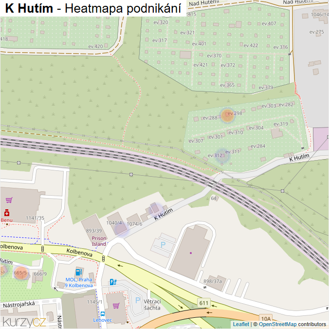 Mapa K Hutím - Firmy v ulici.