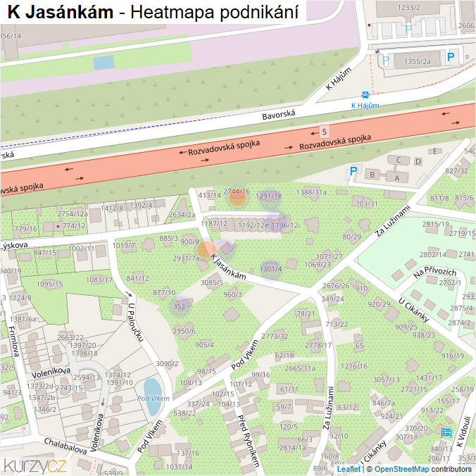 Mapa K Jasánkám - Firmy v ulici.