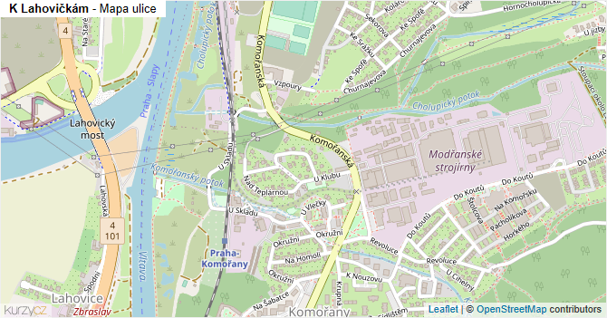 K Lahovičkám - mapa ulice
