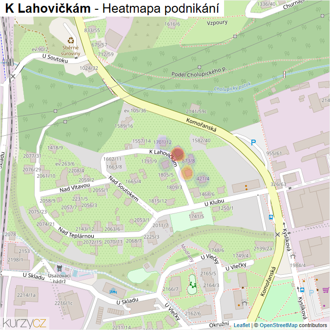 Mapa K Lahovičkám - Firmy v ulici.