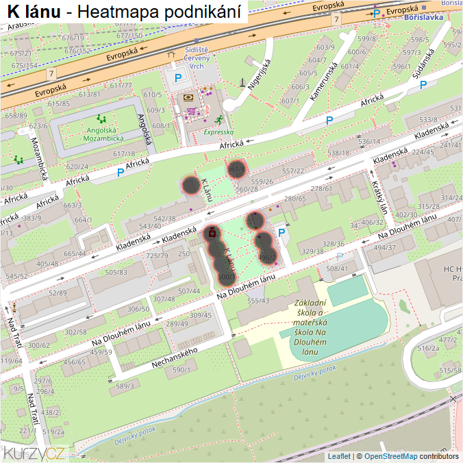 Mapa K lánu - Firmy v ulici.