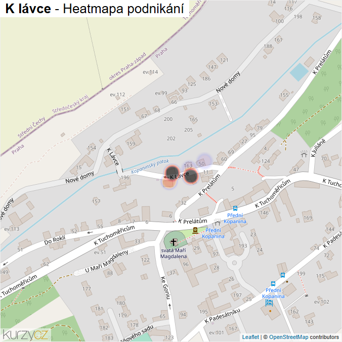 Mapa K lávce - Firmy v ulici.