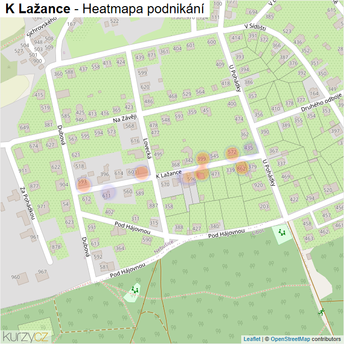 Mapa K Lažance - Firmy v ulici.