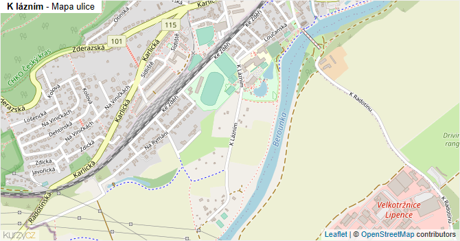 K lázním - mapa ulice
