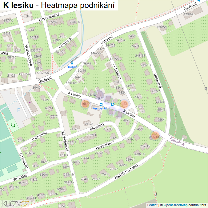 Mapa K lesíku - Firmy v ulici.