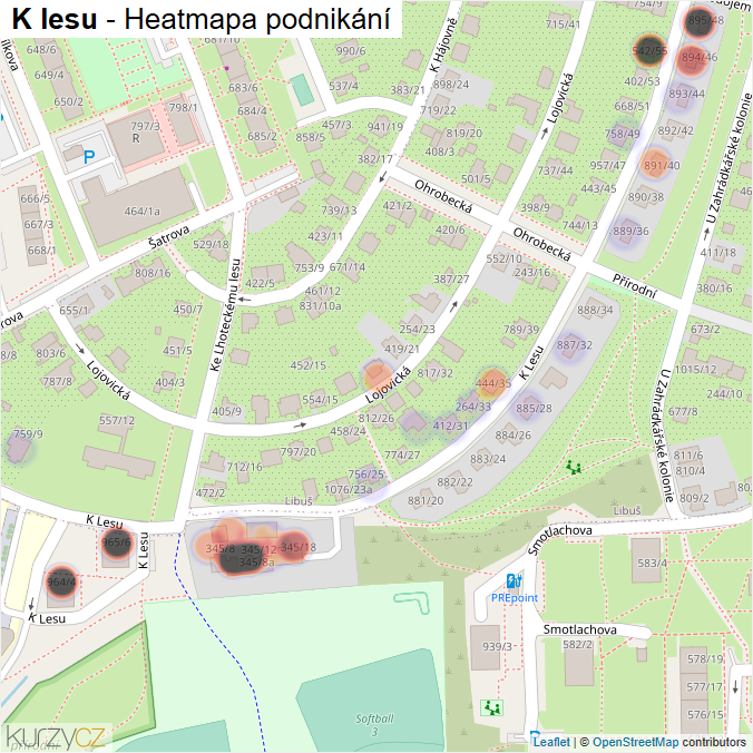 Mapa K lesu - Firmy v ulici.