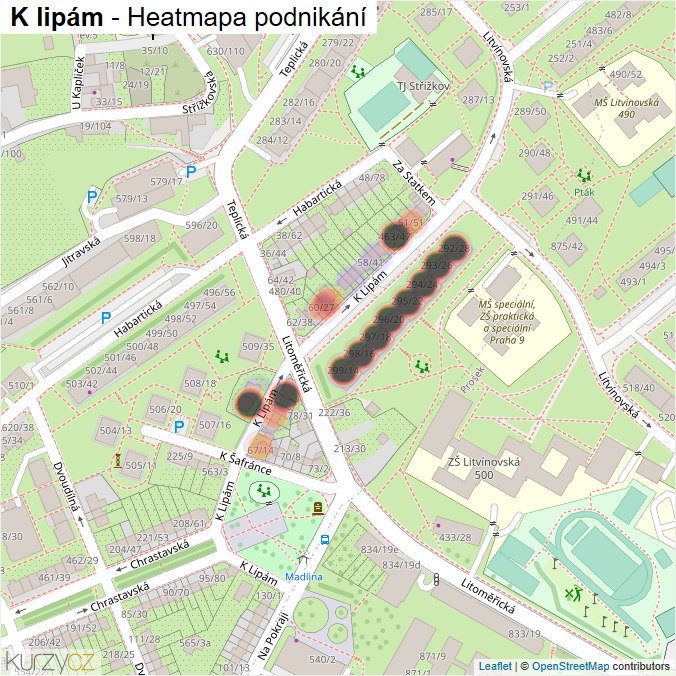 Mapa K lipám - Firmy v ulici.