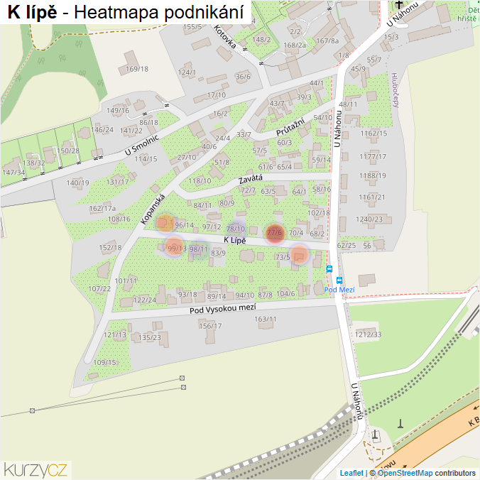 Mapa K lípě - Firmy v ulici.
