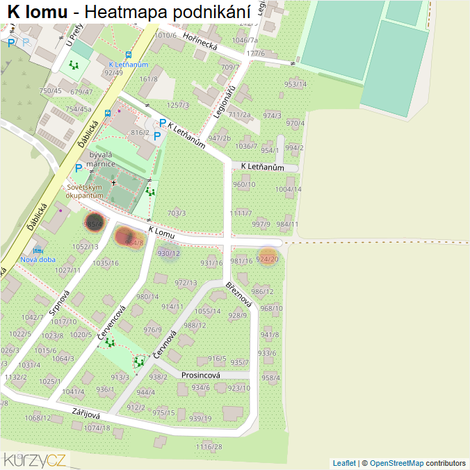 Mapa K lomu - Firmy v ulici.