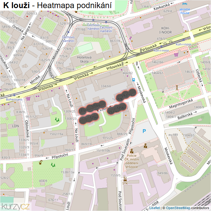 Mapa K louži - Firmy v ulici.