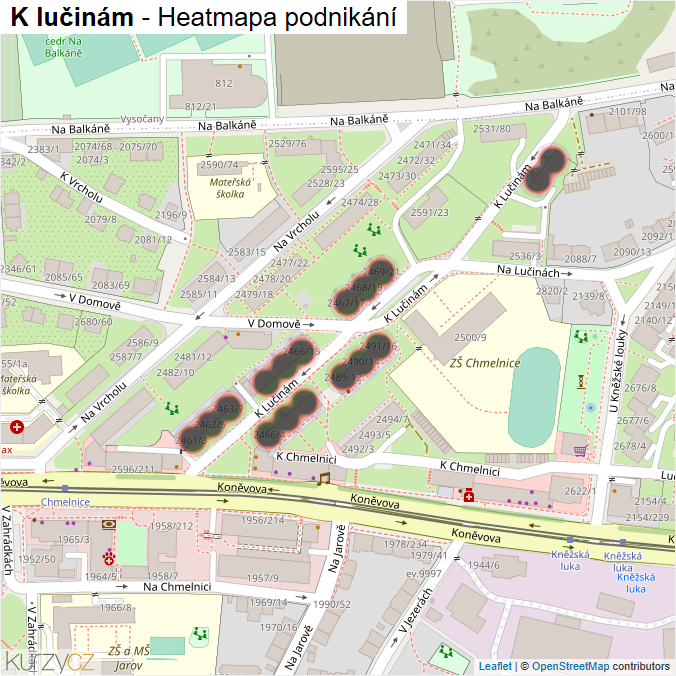 Mapa K lučinám - Firmy v ulici.