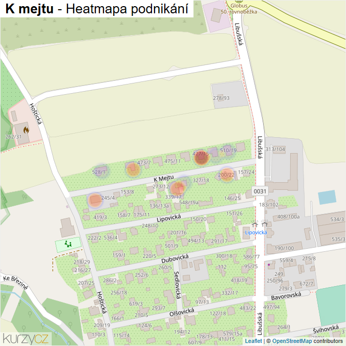 Mapa K mejtu - Firmy v ulici.