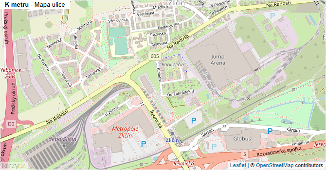 K metru - mapa ulice