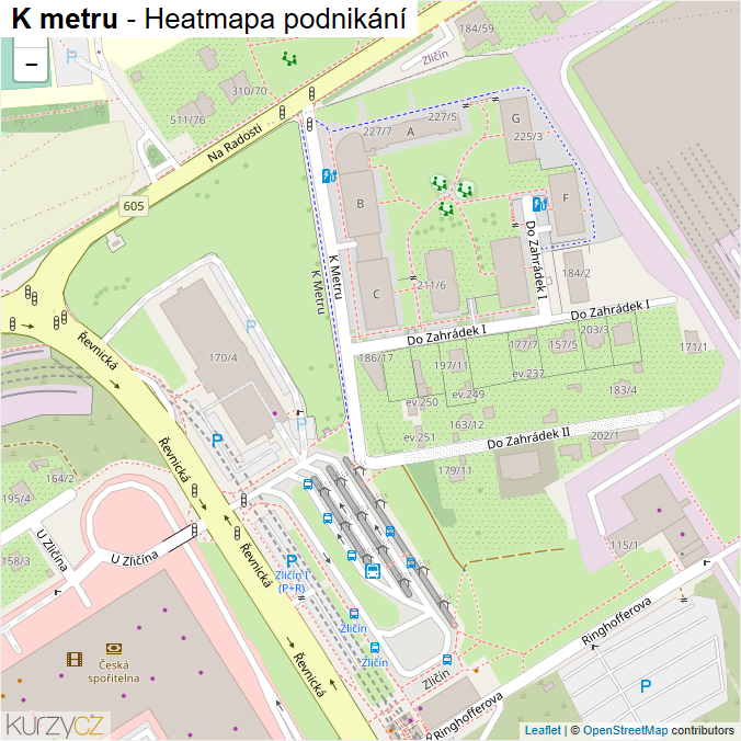 Mapa K metru - Firmy v ulici.