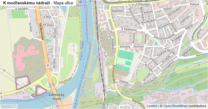 K modřanskému nádraží - mapa ulice