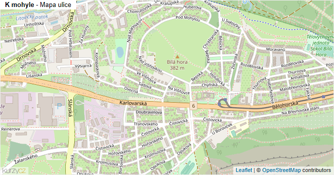K mohyle - mapa ulice