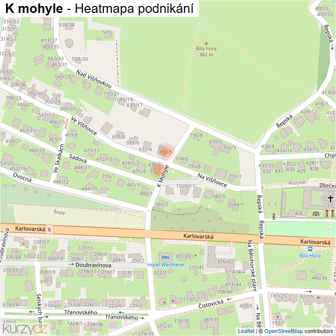 Mapa K mohyle - Firmy v ulici.